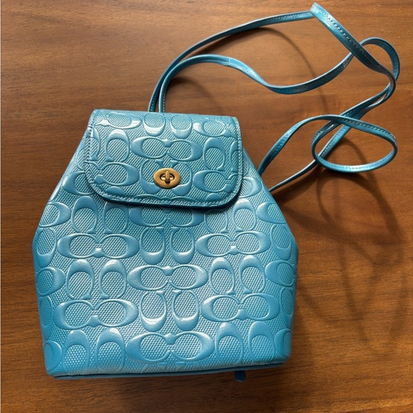 Coach Embossed Patent Backpack - Picture 1 of 5